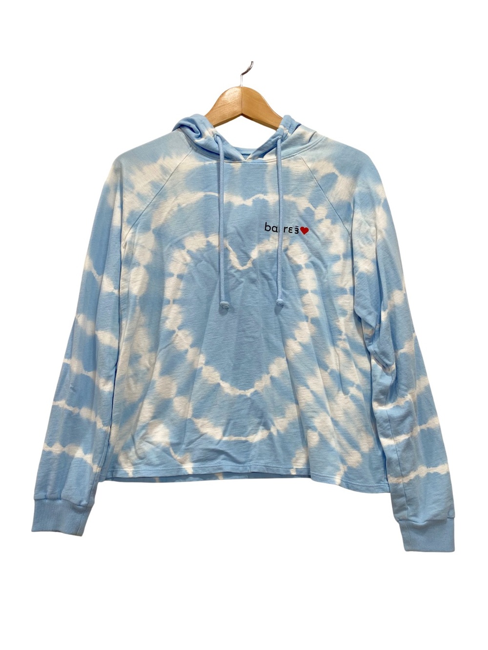 Barre3 Heart Tie‑Dye Hoodie Light Blue White – Size Small